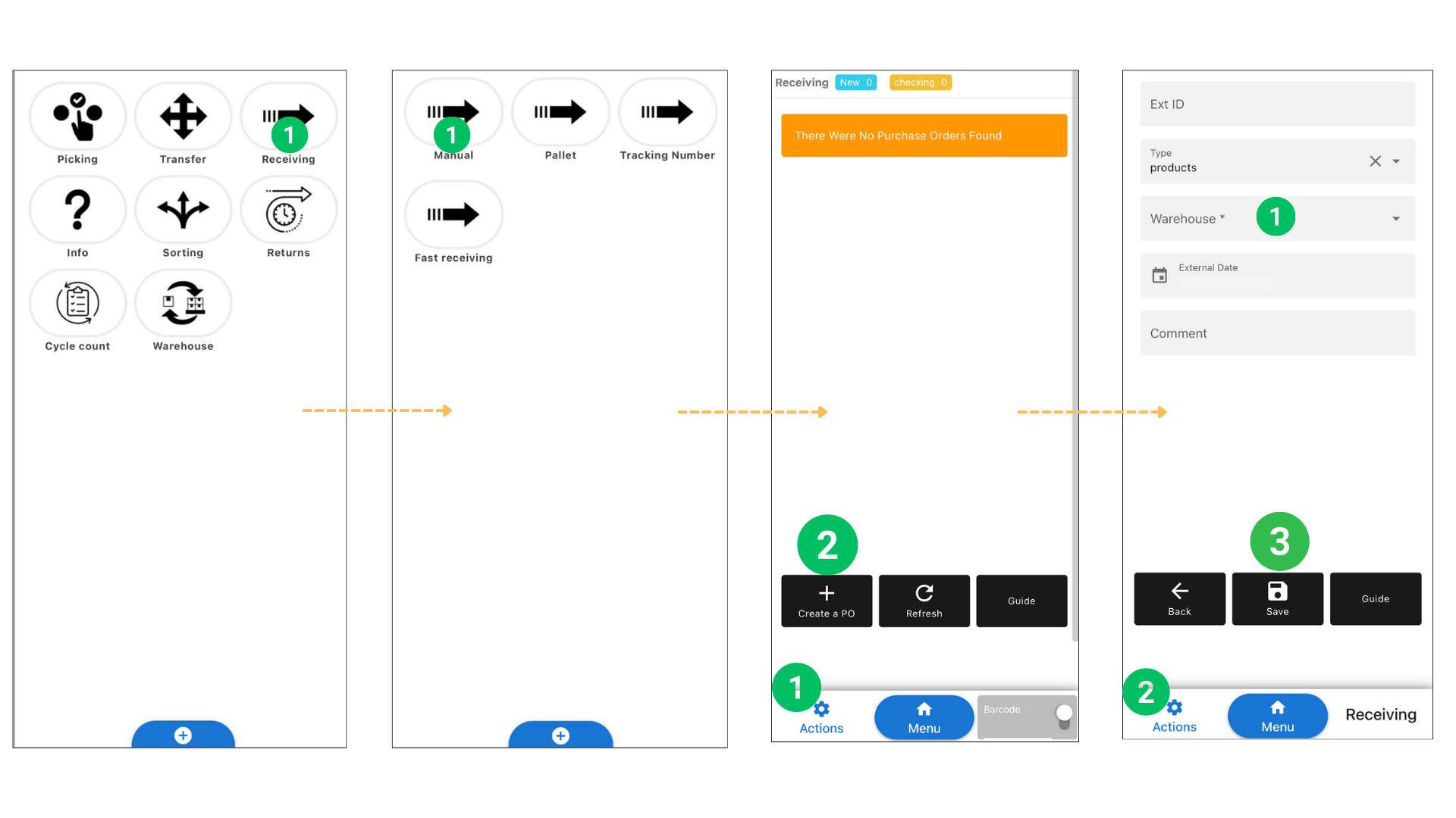 Receiving inventory in the Terminal by creating a PO and scanning barcodes (Mobile) Octava WMS Warehouse Management System Octava WMS
